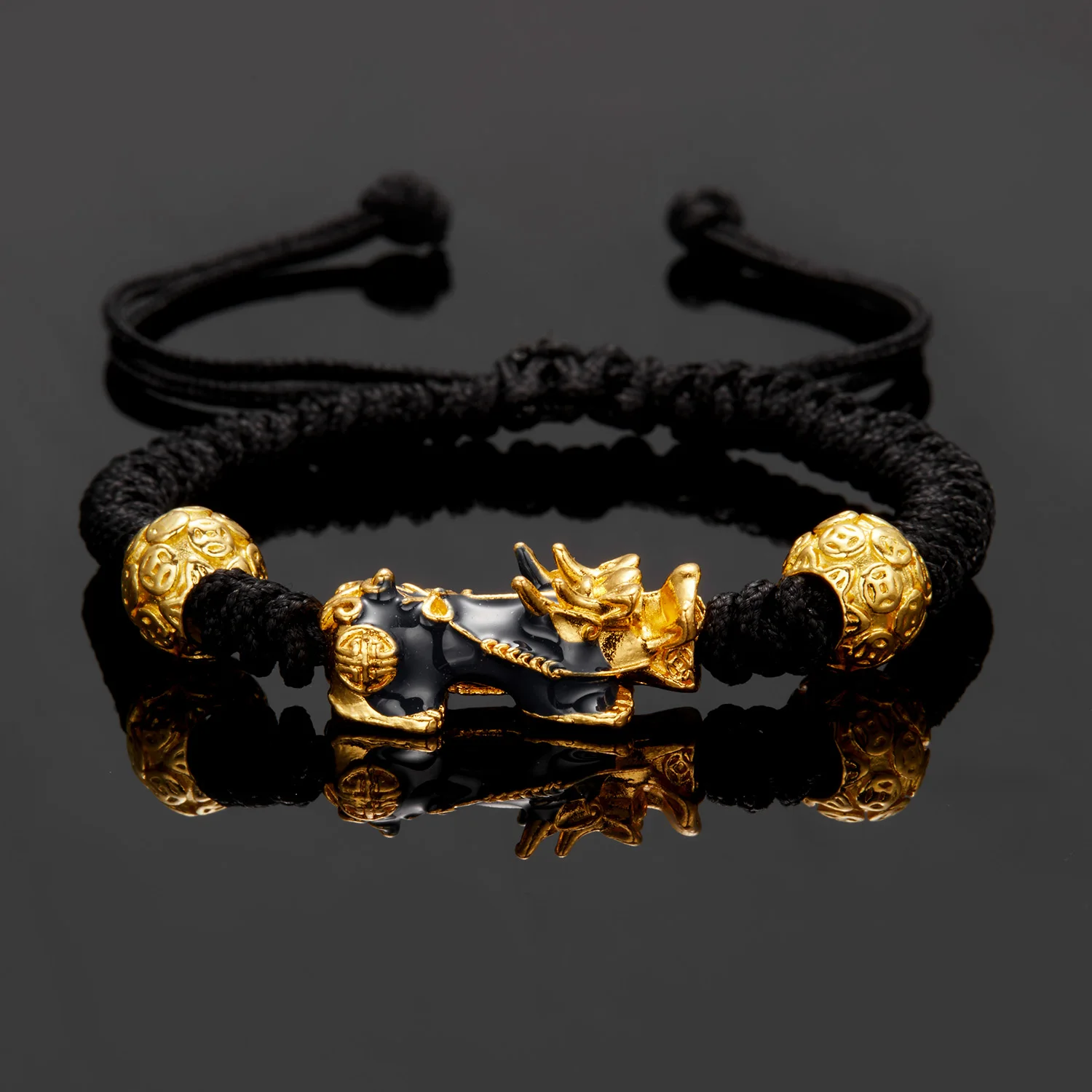 Handmade Geflochtene Glück Rot Schwarz Seil Gold Farbe Pixiu Armbänder für Liebhaber Buddhistischen Glück Knoten Armband Gesundheit Armband Schmuck – Detail 28