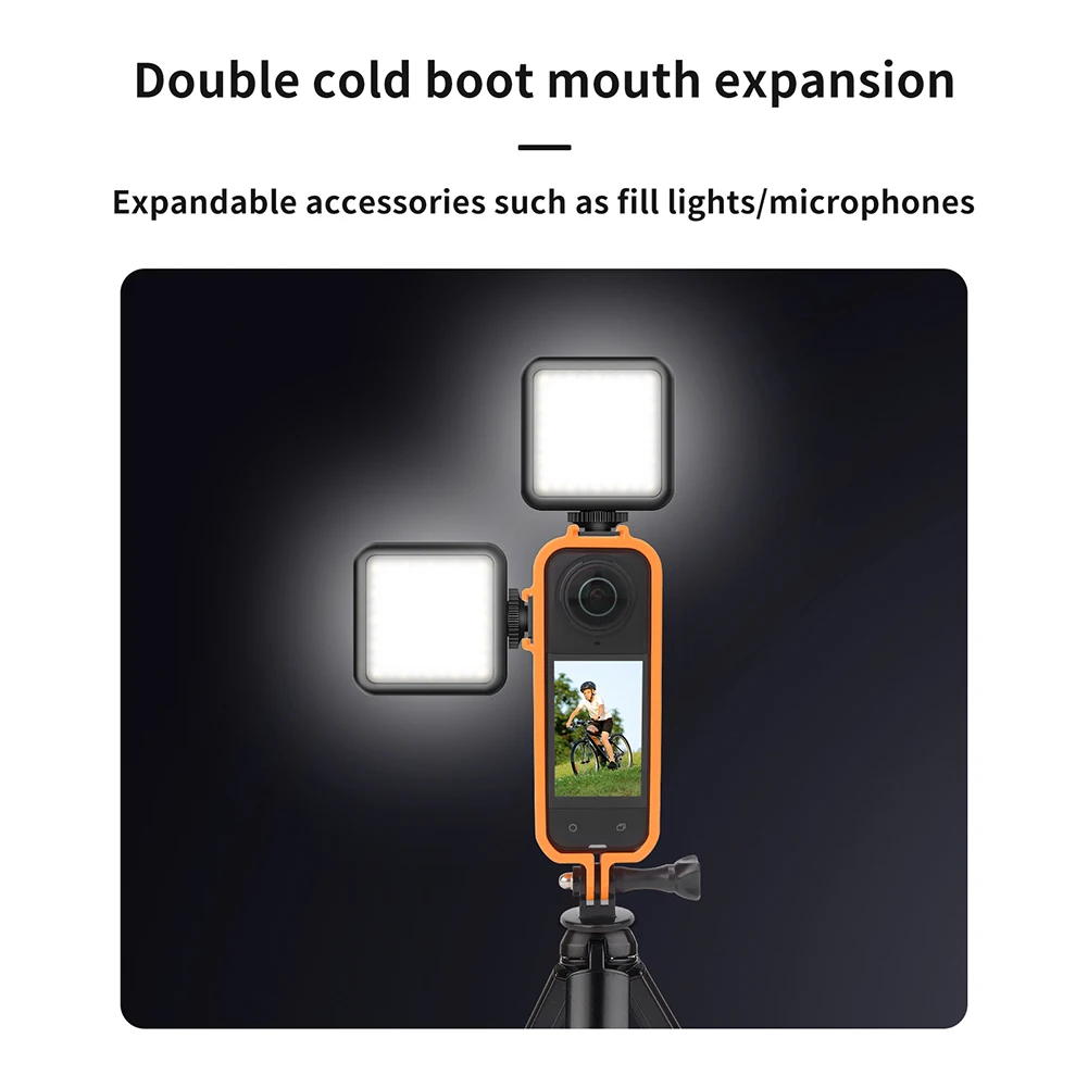 Protective Frame Case for Insta360 X4 w/Cold Shoe Rabbit Cage 1/4' Threads Mount Magnetic Quick Release Expansion Housing Case