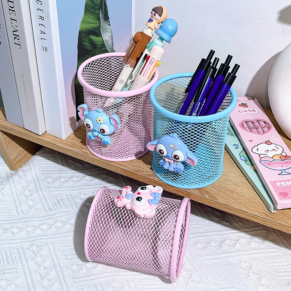 Stitch Iron Mesh Notebook Cup, Stitch Fans' Office and School Cute Desktop Stationery Pen Holder Pencil Box 3