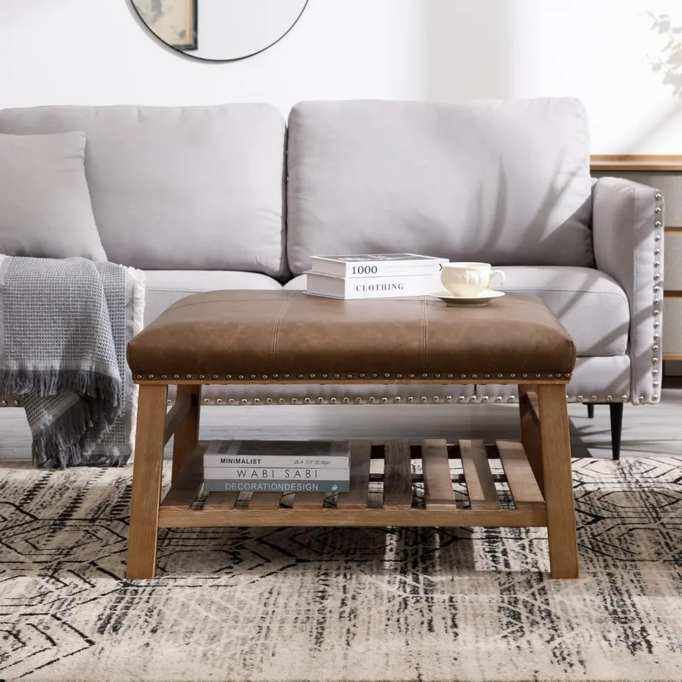 Large Square Coffee Table with Storage,Modern Faux Leather Ottoman Coffee  Table,Luxury Upholstered Couch Table for Living Room/S - AliExpress, image size:960x960