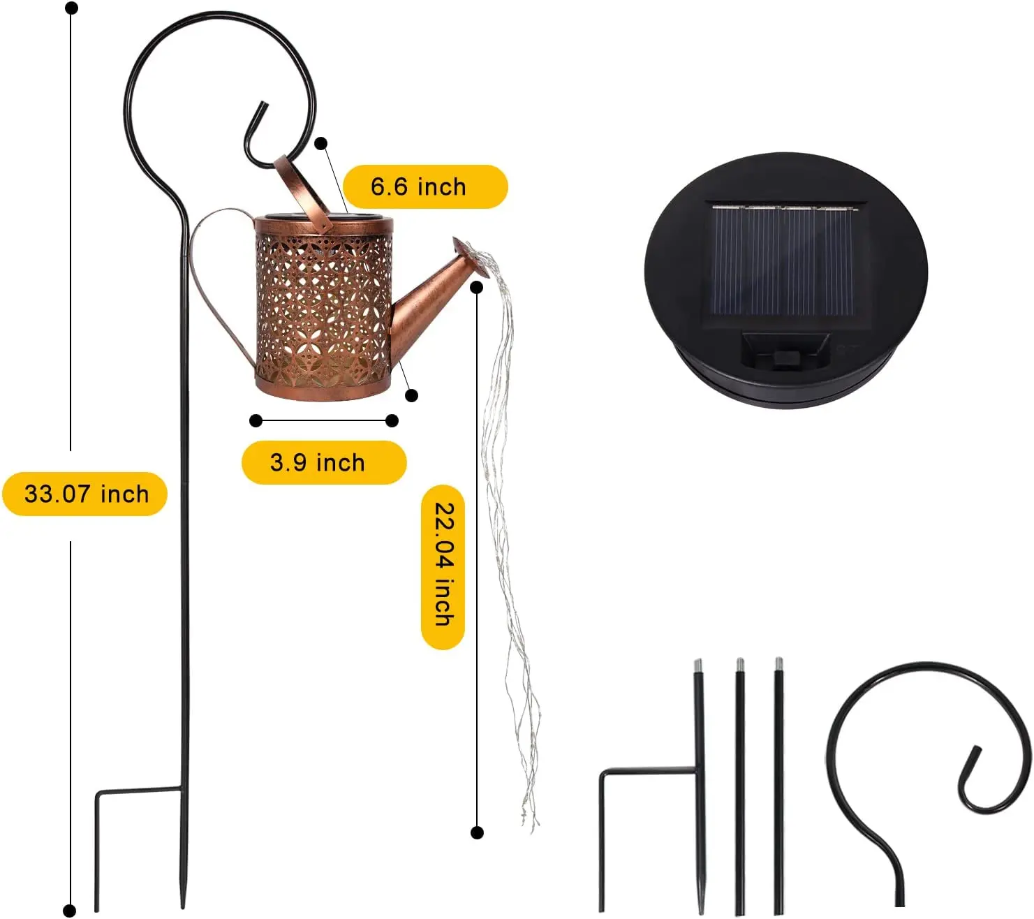 ZK30 Solar Watering Can with Lights Outdoor Solar Garden Lights Garden Solar Lights Waterproof Hanging Lantern for Yard Patio 6