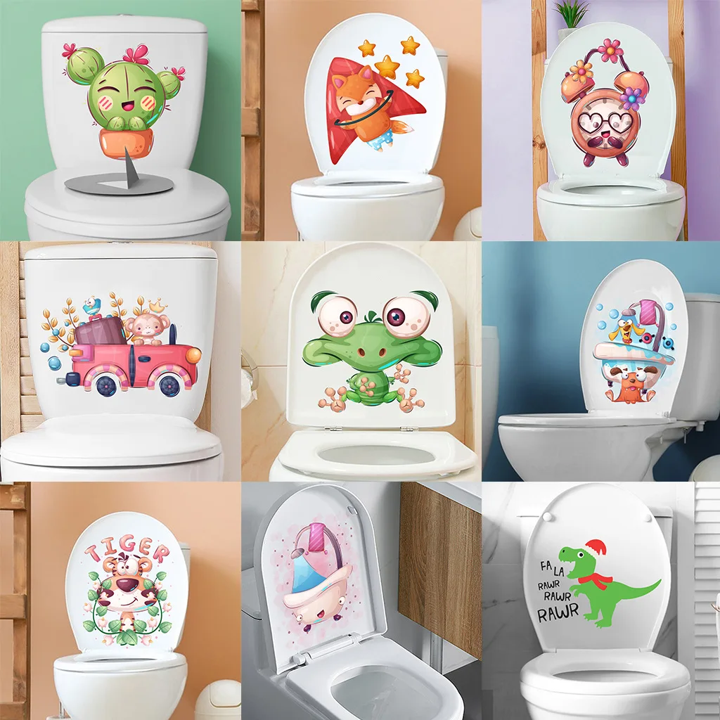 Cartoon Cute Personality Toilet Stickers Bambino Minzione Coperchio Del Water Wc Door Sticker Rimovibile Decor Paper Household S9