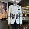 Elegant Black Embroidered Pearls Suits Men For Wedding Tailored Made Single Breasted Jacket Pants 2 Pieces Set Groom Man Tuxedo 1