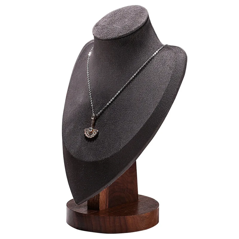 Walnut Portrait Neck Display Stand Neck Mold Necklace Model Storage Rack Jewelry Display Stand Pendant Hanger Jewelry Box portrait model shelf jewelry display props jewelry necklace display stand neck neck mold jewelry store display jewelry organizer