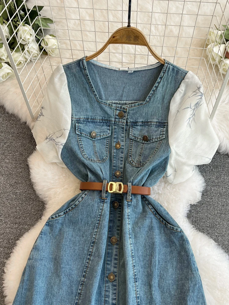 elu. Gabe dress denim ribbon Ｓサイズ 新品】elu Gabe dress denim ribbon - メルカリ