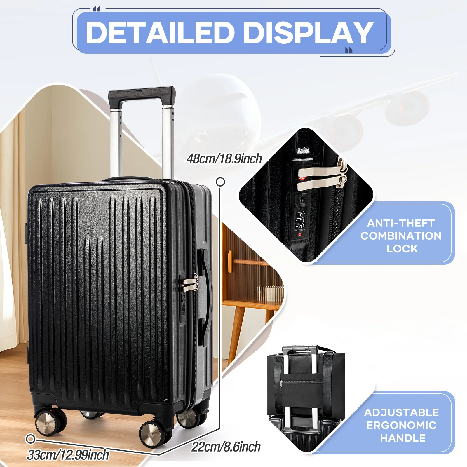 New Valigie, Suitcase Plane Cabin Luggage Vacuum Compression roller Luggage, Vacuum Storage For Clothes，Large Size Suitcase