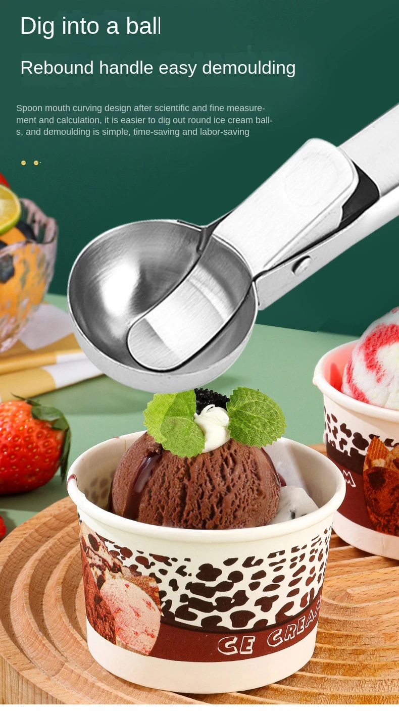 Description Picture 3 of itemIce Cream Scoops Stacks Stainless Steel Ice Cream Digger Non-Stick Fruit Ice Ball Maker Watermelon Ice Cream Spoon Tool