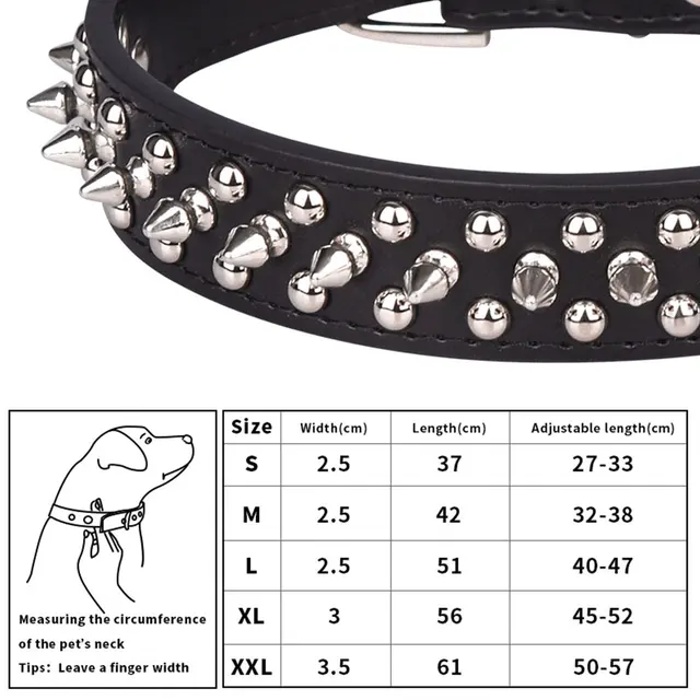 CP037--pet dog adjustable rivet collar,  anti-bite neck protect collar used of durable PU leather and rust resistant metal rivet 2