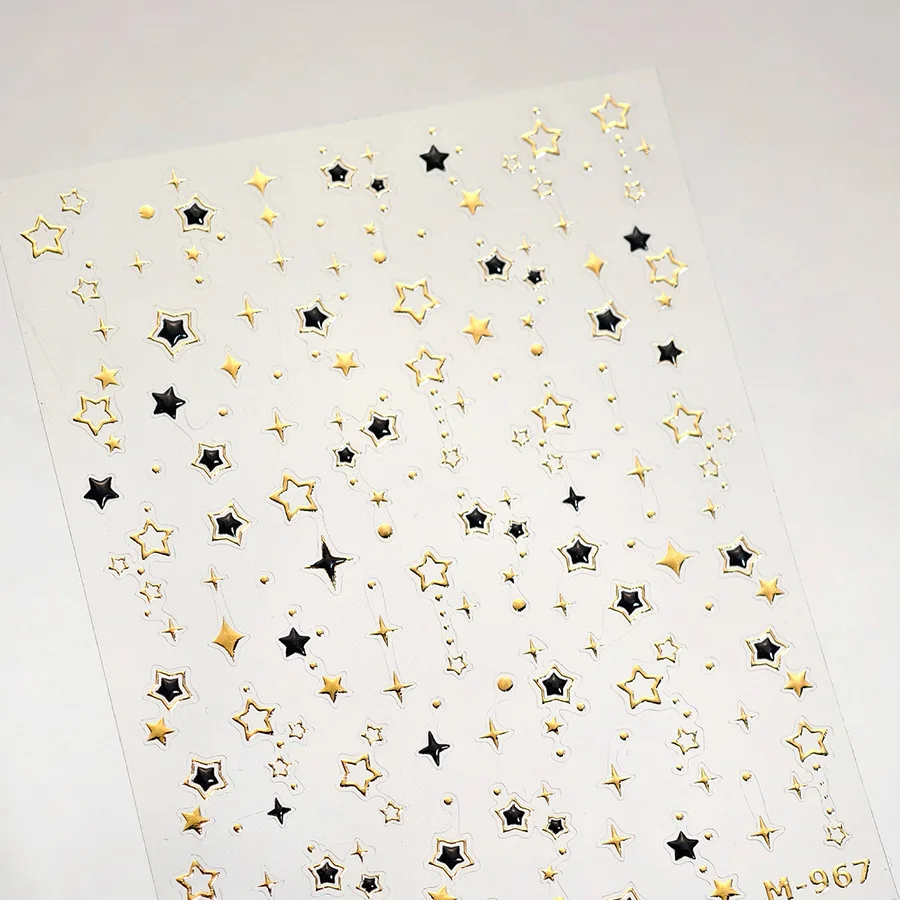 Lila Rosa Herz 5D Nagelkunst-Aufkleber Goldrand Kirschblüte Stern Achteckiger Stern Perle Schleife Edelstein Selbstklebende Nagelsticker DIY – Detail 12