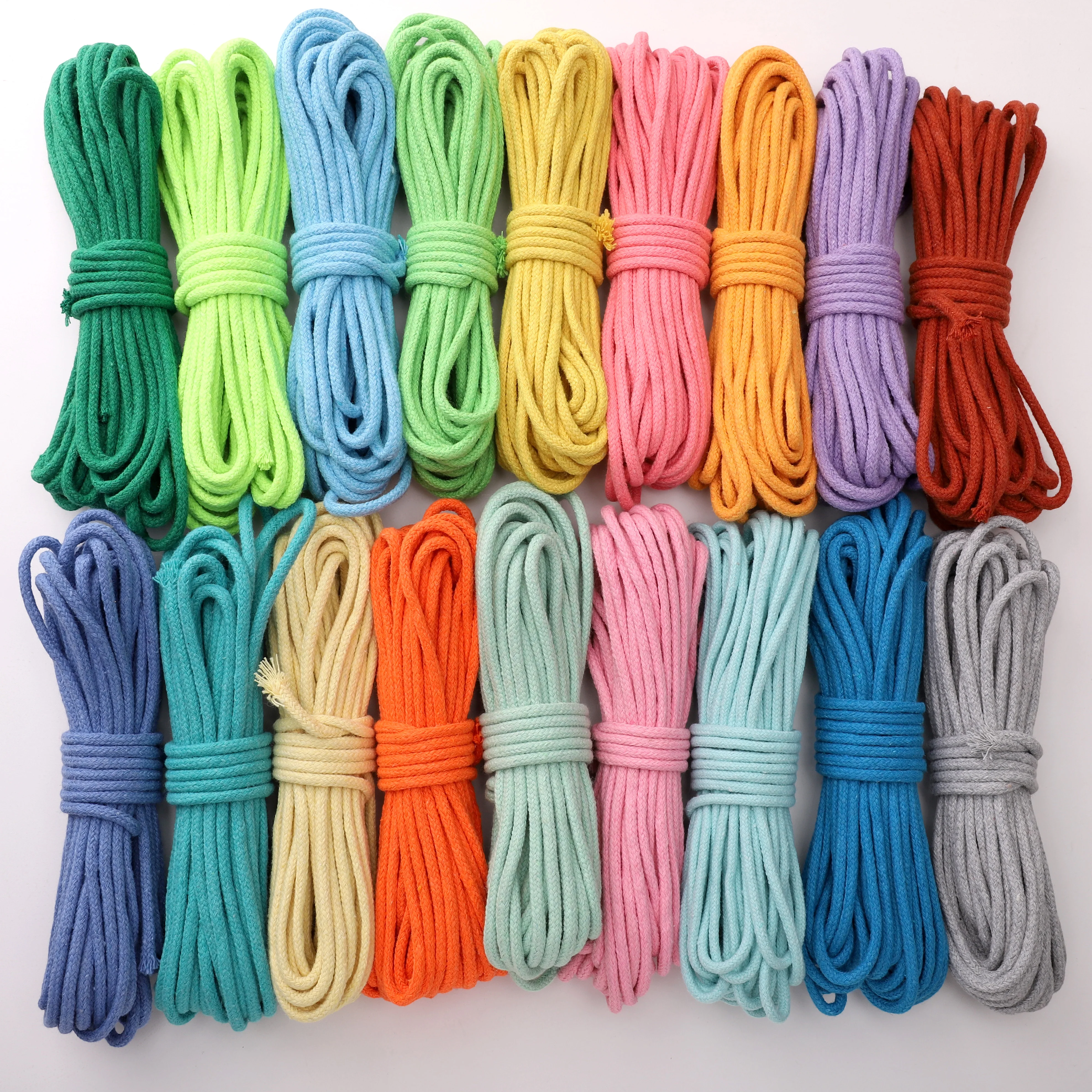 10-Meter Pack of 4mm Multi-Color Braided Cotton Rope for Crafts and Home Decor