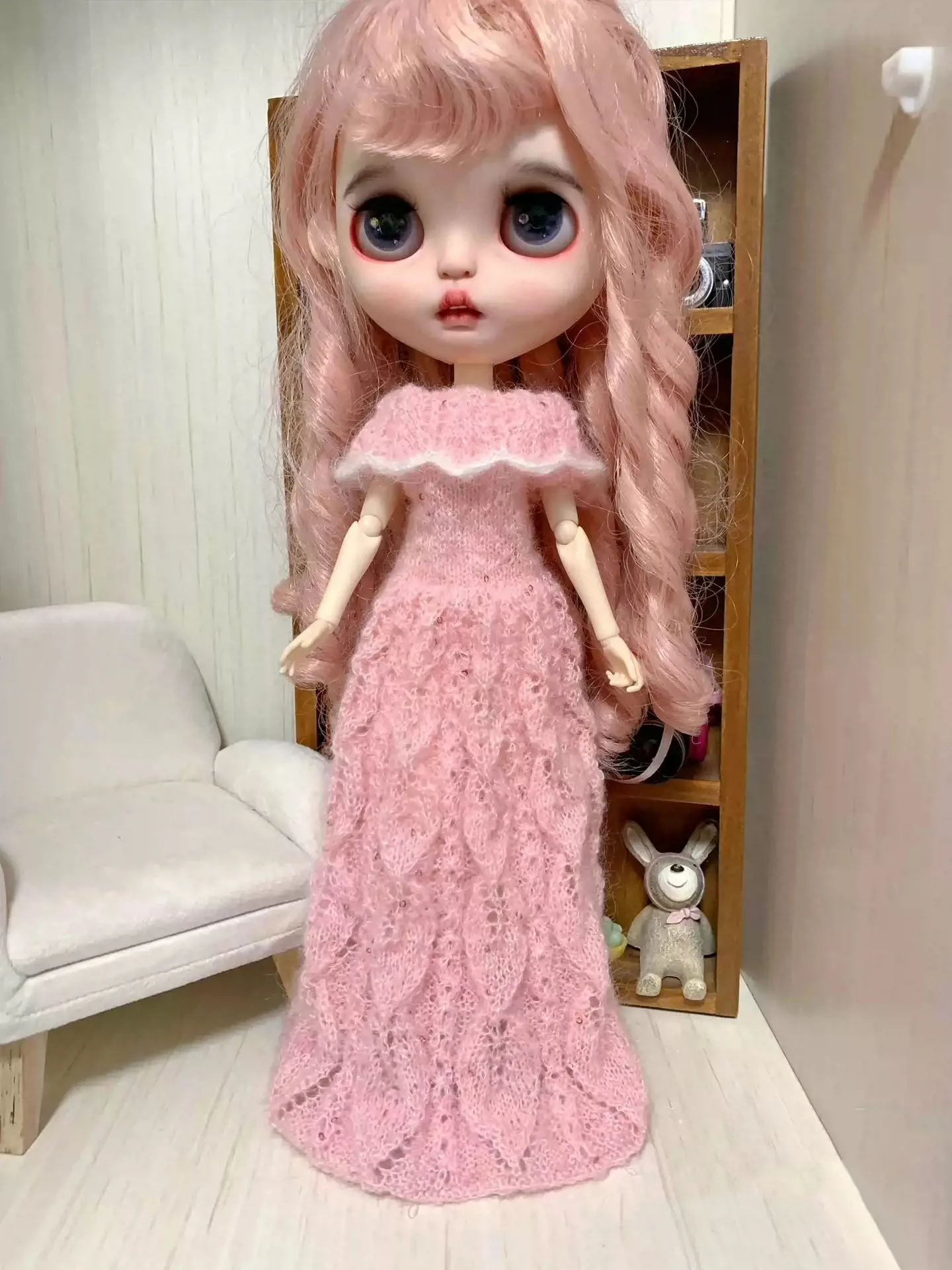 

Dula Doll Clothes Dress Hand-woven mohair skirt Blythe Qbaby ob24 ob22 Dooare lulu 1/6 Bjd Doll Accessories