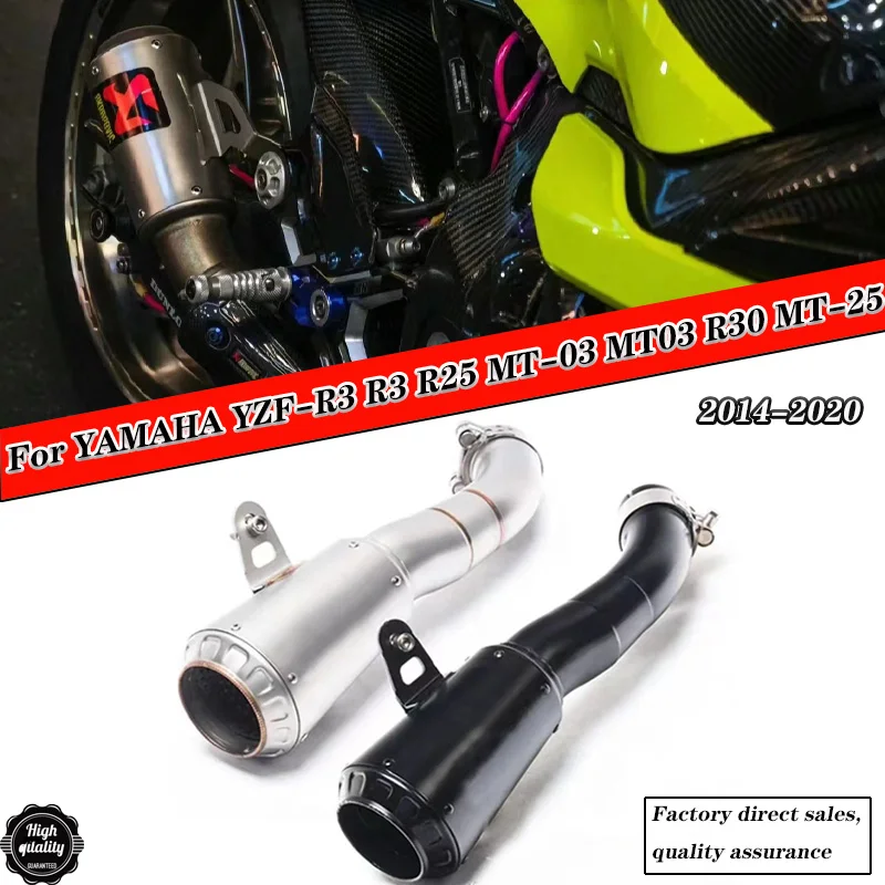 

Slip On For YAMAHA YZF-R3 R3 R25 MT-03 MT03 R30 MT-25 2014-2020 Motorcycle Exhaust Escape Modified Muffler With Middle Link Pipe