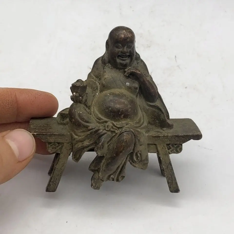 

Bronze bench Buddha Maitreya Buddha belly Maitreya Buddha ornaments home small ornaments