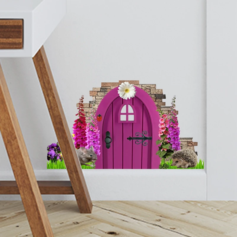 

Cartoon Animal Printing PVC Wall Stickers Waterproof and Environmentally Friendly Decoration Hedgehog and Small Mouse Home