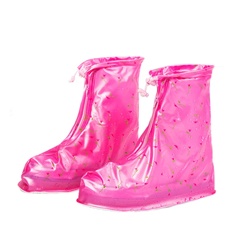 Women Outdoor Waterproof Shoe Cover Slip-resistant Zipper Rain Boots Overshoes Waterproof Non-slip Wear-resistant Rain Boots