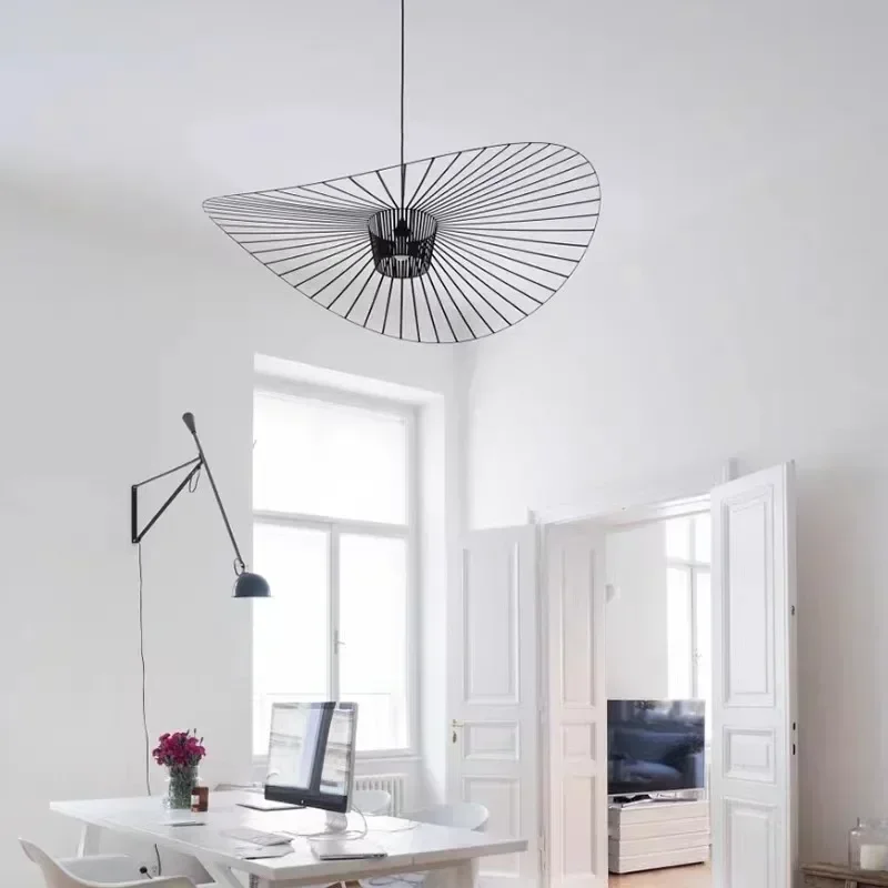 Nordic Modern Designer Artistic Creativity Straw Hat LED Chandelier Retro Bedroom Dining Room Indoor Decoration Lighting Fixture Led Chandelier Ceiling Chandelier