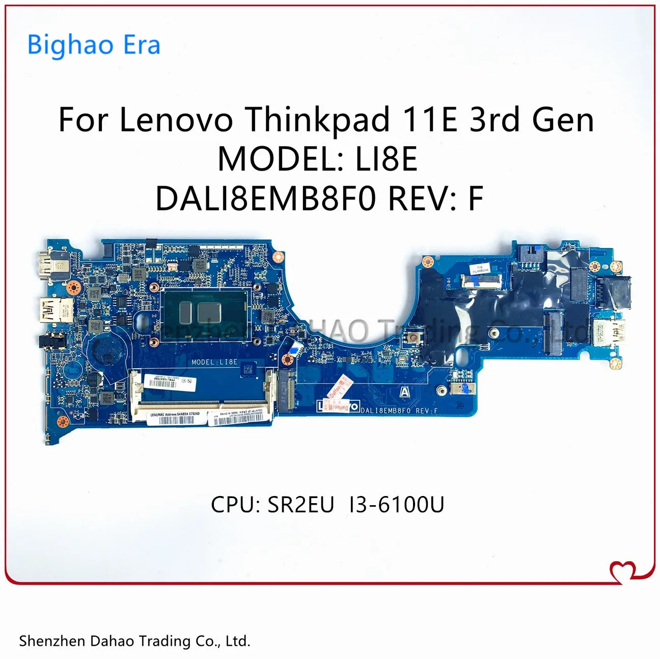 

FRU: 01AV960 01AV948 For Lenovo Thinkpad 11E 3rd Gen Thinkpad 11e Laptop Motherboard DALI8EMB8F0 With I3-6100U 100% Fully Tested