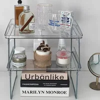 INS Foldable Transparent Desktop Storage Rack Office Cosmetics Makeup Storage Box Stationery Storage Rack Desk Organizer 2