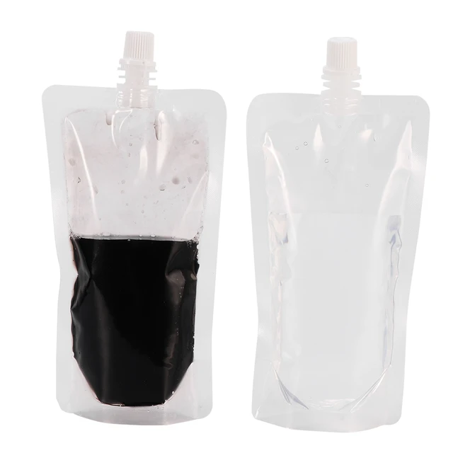 10Pcs 100-500ml Plastic Stand-up Drink Bags Spout Pouches For Liquid Juice  Milk