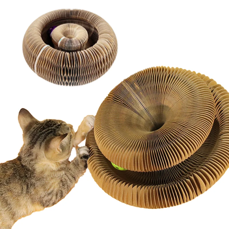 

Foldable Cat Scratch Board with Bell Catnip Magic Organ Cat Toy Corrugated Grinding Claw Post Cats Climbing Frame Accessories