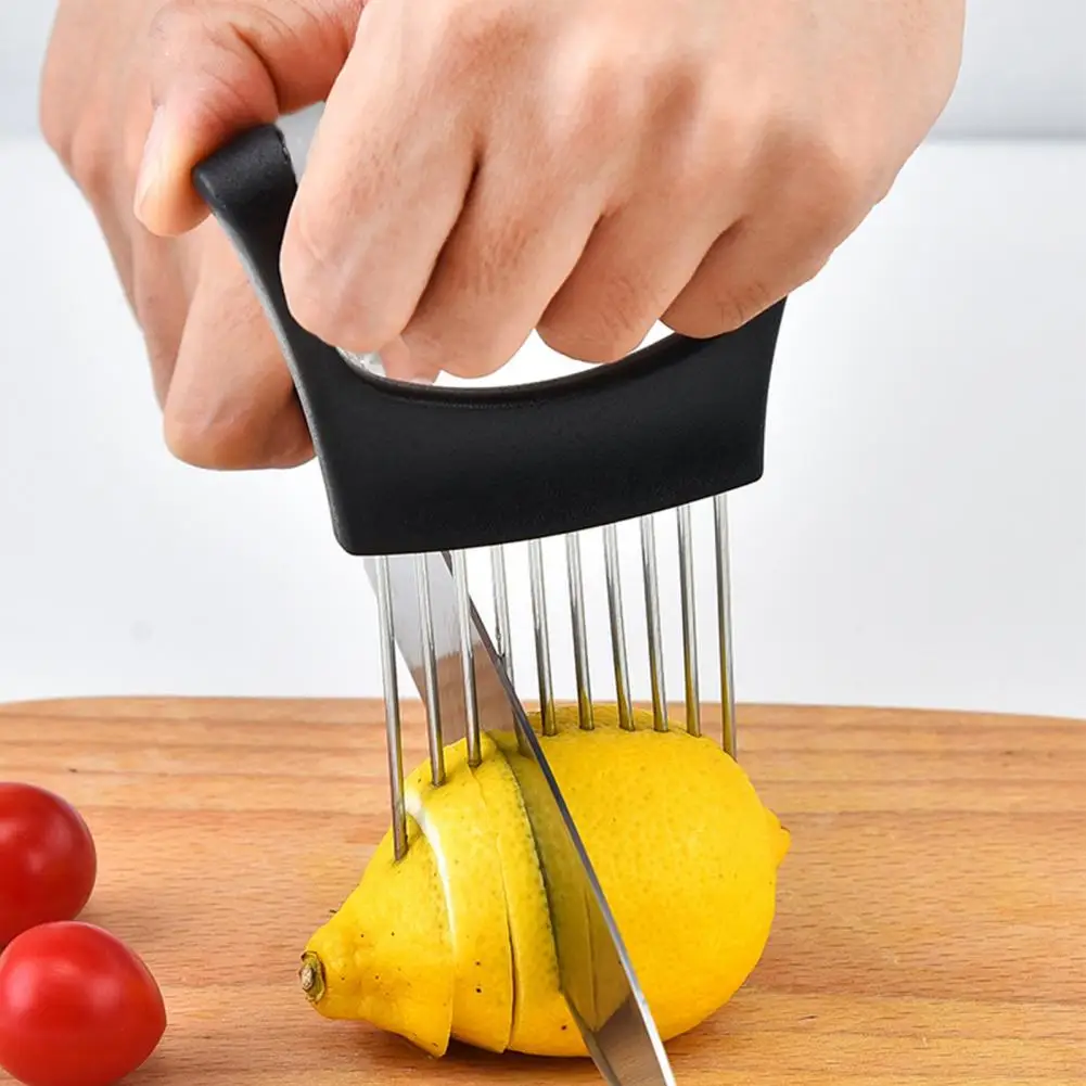 Onion Slicer Tool Easy Onion Slicing Tool Stainless Steel Holder for Slicing Vegetables Fruits for Potato Effortless