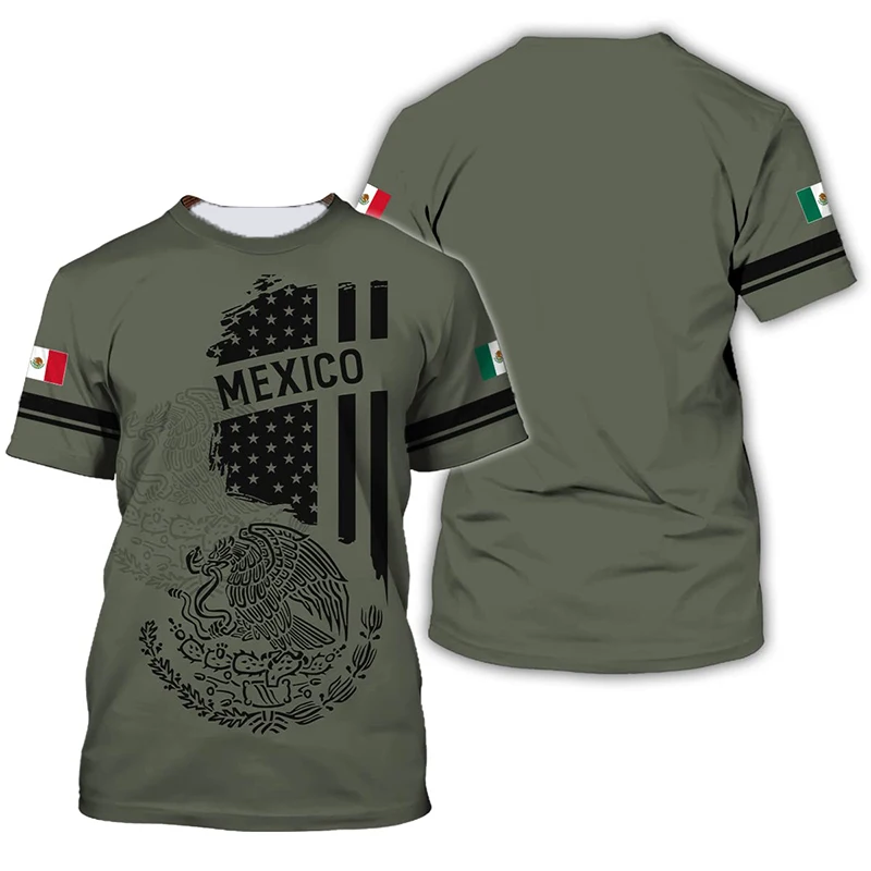 Men's Mexico Flag 3D Print T-shirts Summer Unisex Short Sleeve Tops