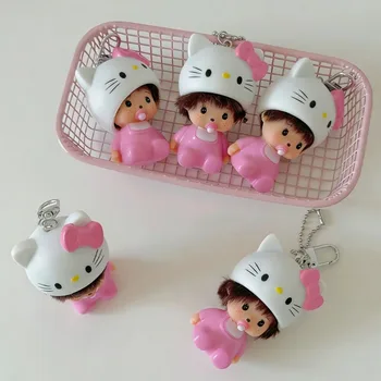 Portachiavi Hello Kitty, Accessori per custodie del telefono, Portachiavi Monchhichi, Cartone animato, Anime, Prodotti femminili, Zaino KT, Regalo per la festa della bambina!