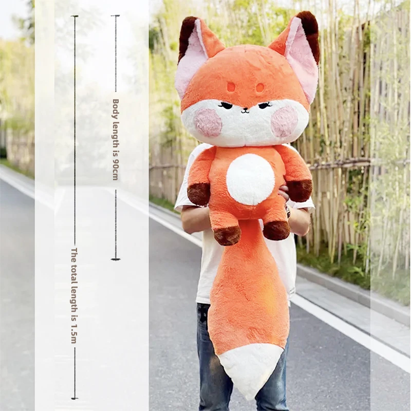 100cm Soft Fluffy Fox Plush Toy Cute Cartoon Animal Fox Stuffed Doll Girls Lover Valentine's Gift Kawaii Sofa Decor Pillows