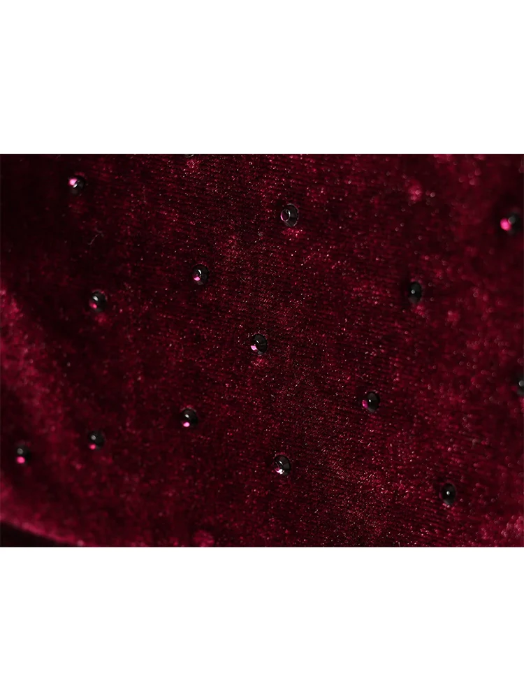 New Woman Velvet Beading Party Sling Dress Fashion Temperament Solid Faux Fur Spliced Off Shoulder Strap Dress Chic Elegant