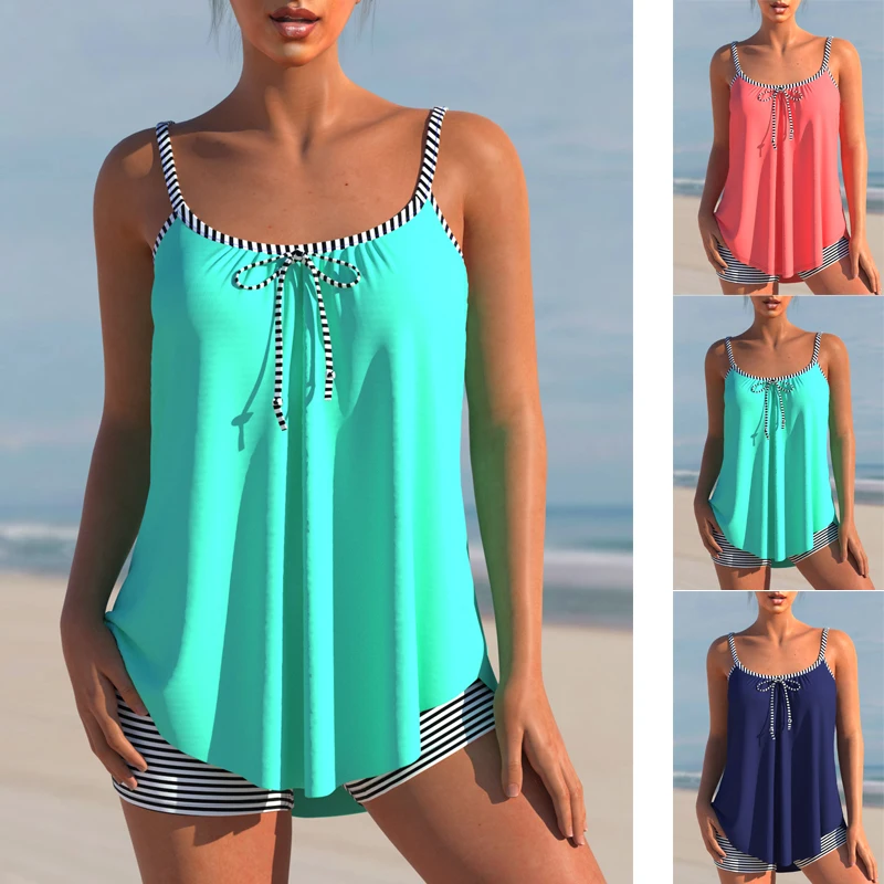 

2023 женский пляжный купальник с принтом, сексуальный женский купальник с открытыми плечами, танкини, купальник из двух частей, пляжный костюм