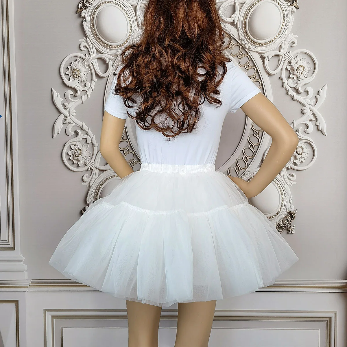 JIERUIZE Organza Ball Gown Short Halloween Petticoat Lolita Cosplay Short Dress Ballet Tutu Skirt Rockabilly Crinoline