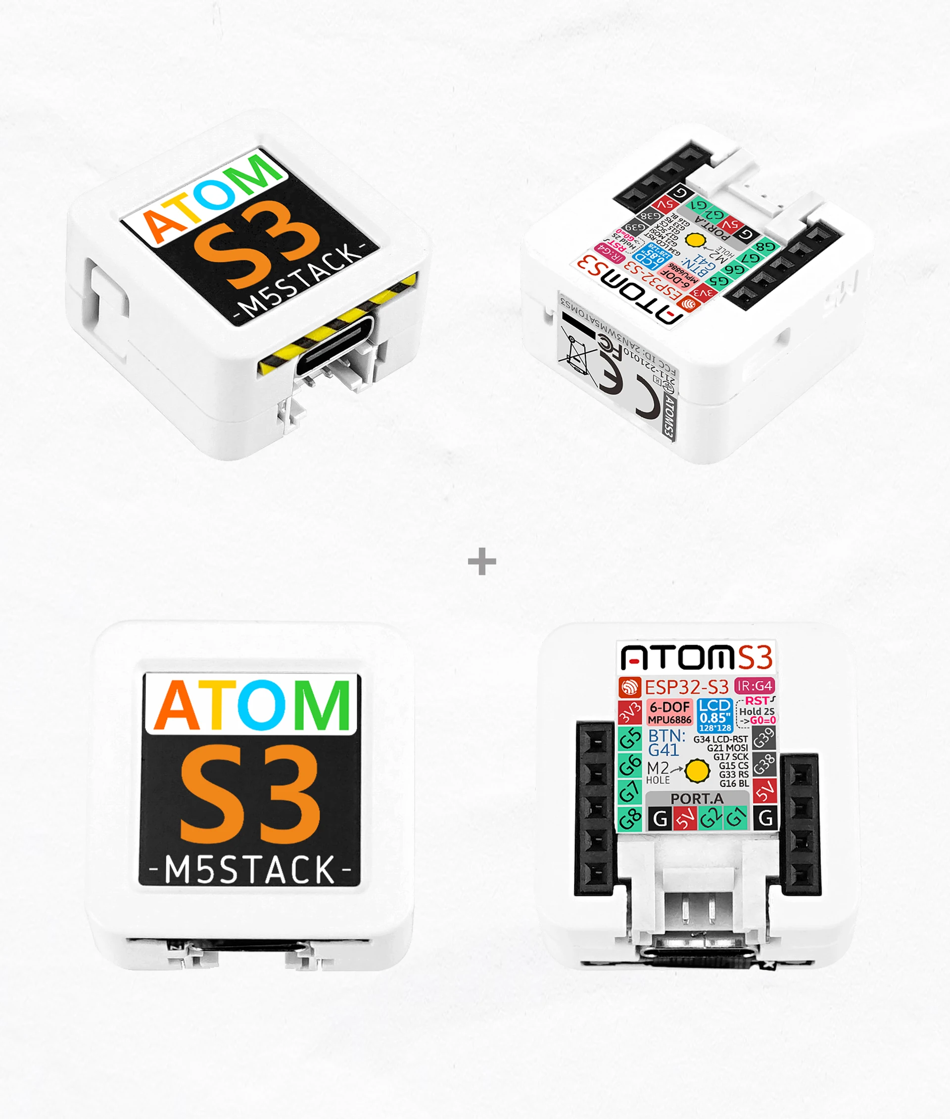 Official ATOMS3 Dev Kit w/ 0.85-inch Screen
