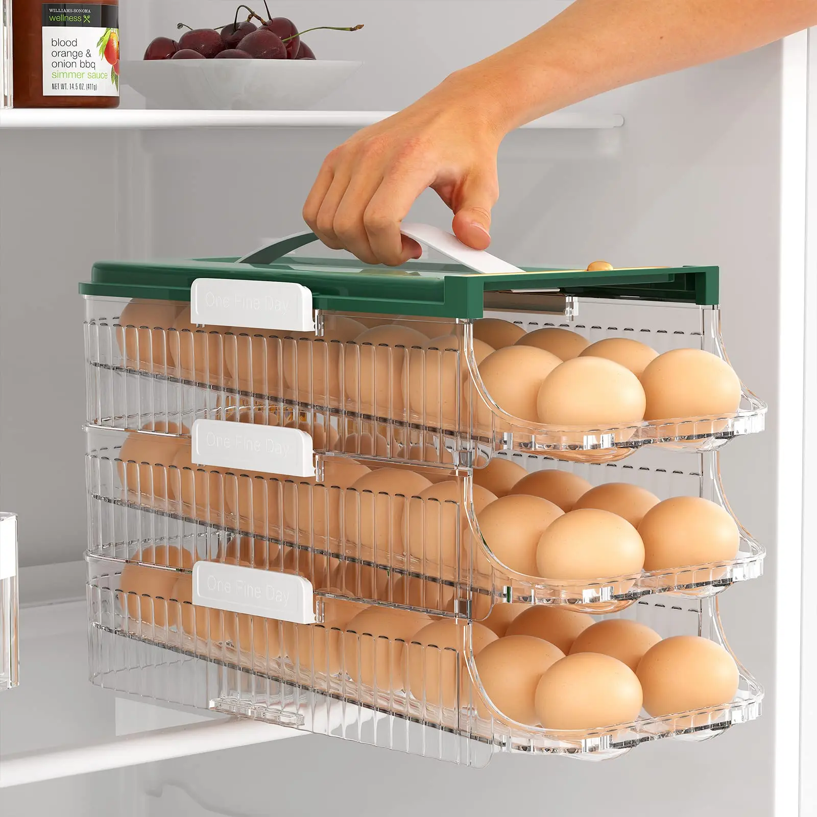 Egg Holder For Refrigerator - Auto Rolling Egg Organizer 3 Layer - Stacked  Egg Tray Fridge Egg Storage Container - Hold 21 Eggs