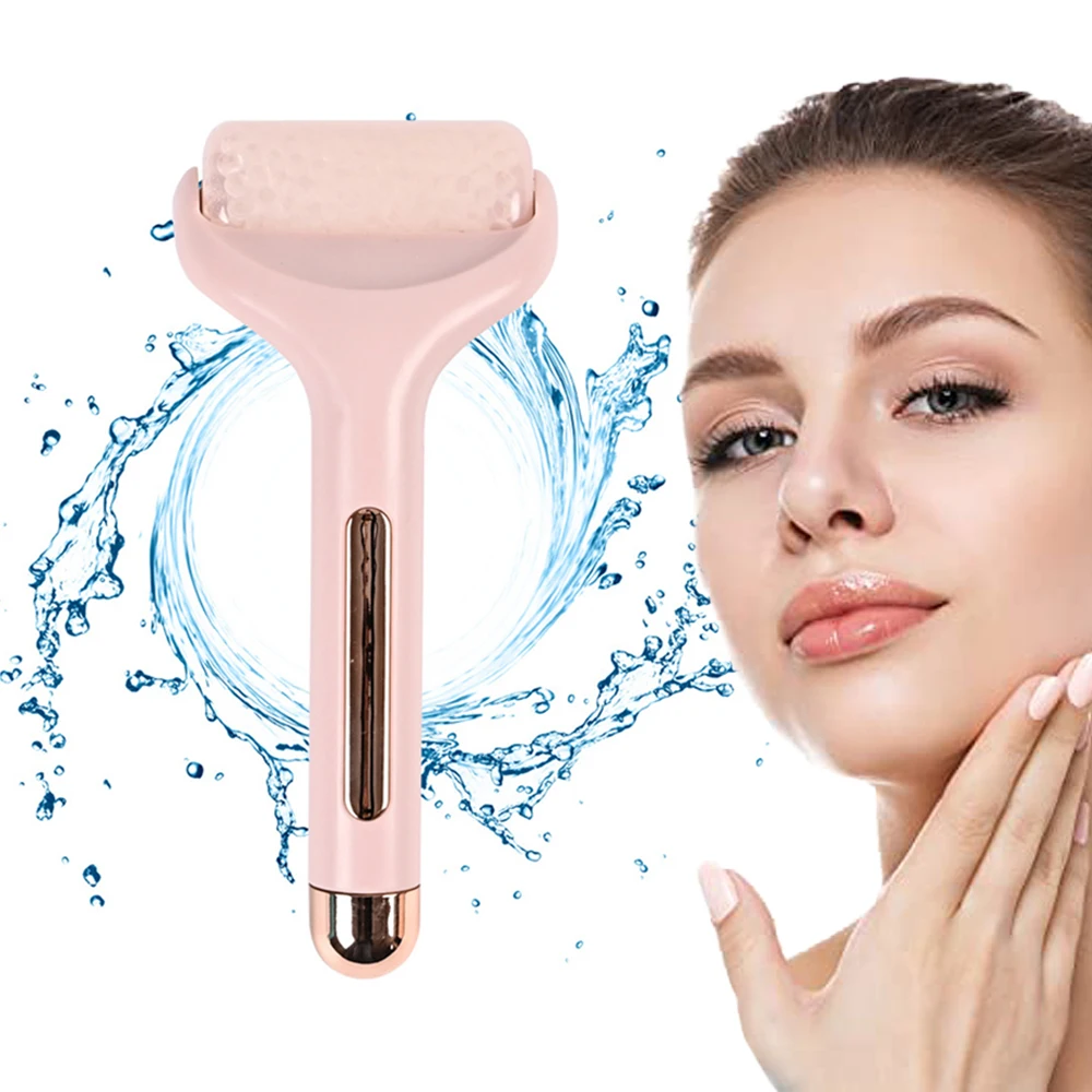 Portable Face Roller Pink Ice Roller Handheld Massager Skin Care Lifting Tool Anti-wrinkle Tighten Pores Valentines  BeautyGift