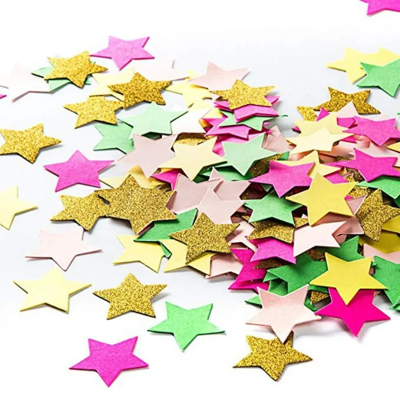 Gold Confetti Mix-Metallic Hearts, Stars, Rings & Circle Paper Sprinkles for Wedding/Birthday Decor, Toss & Banner Flags