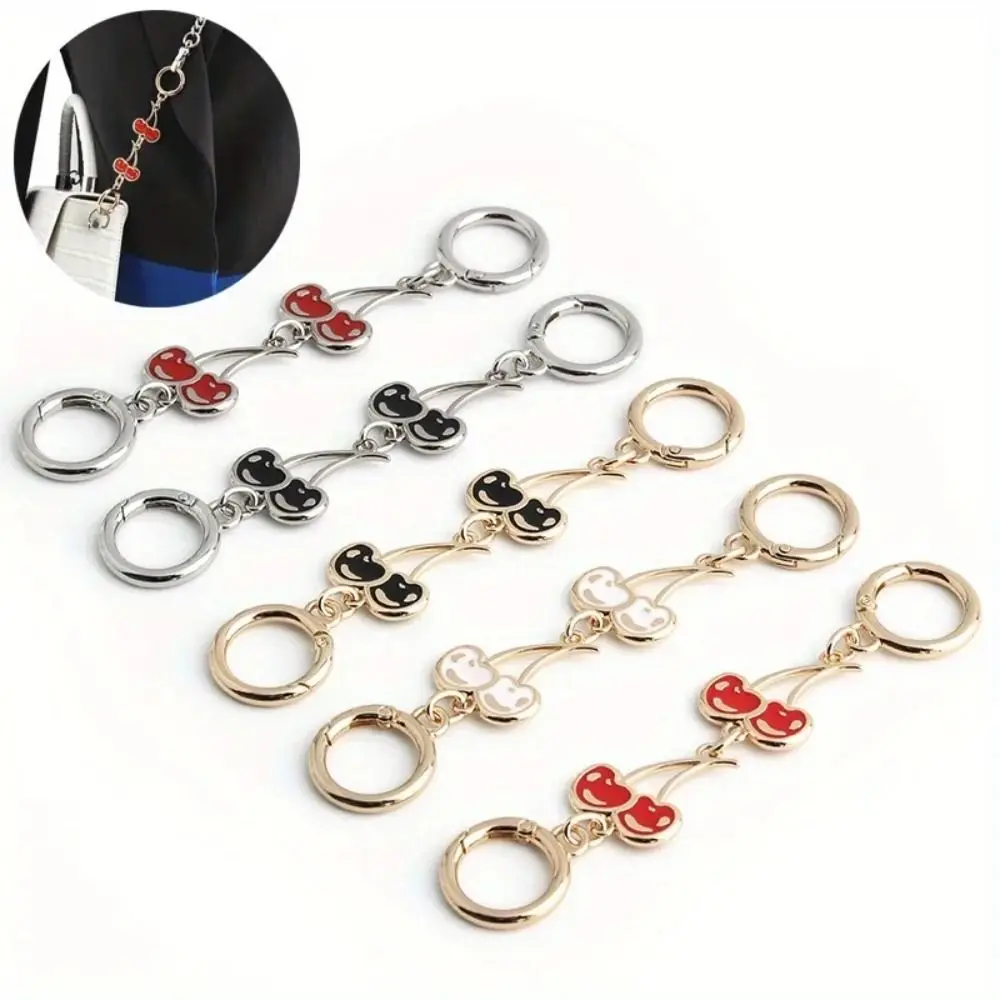 3-Piece Purse Charm Set - Cherry & Flower Bag Extender Chains With Strap