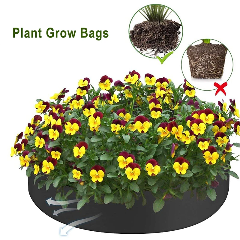 Felt Grow Bags 1pcs Round Rectangle Garden Bed Flower Planter Plants Vegetable Nursery Pot Planting Container Multi-Sizes