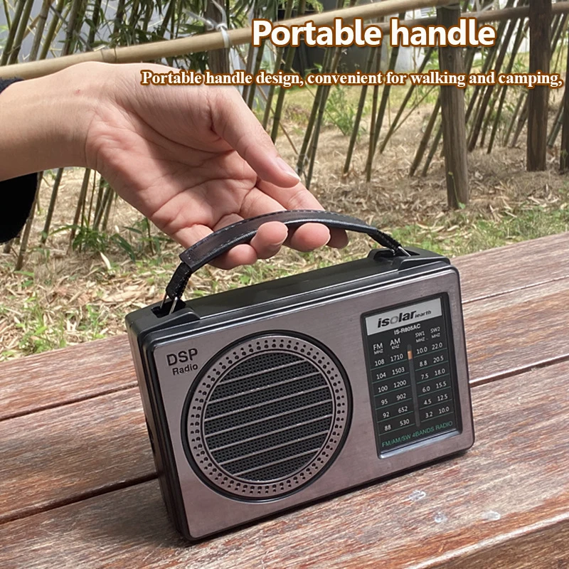 Portable FM AM SW DSP Radio Handheld Multi-band High Sensitivity Radios Receiver with Antenna Support D Battery AC 220V for Elde