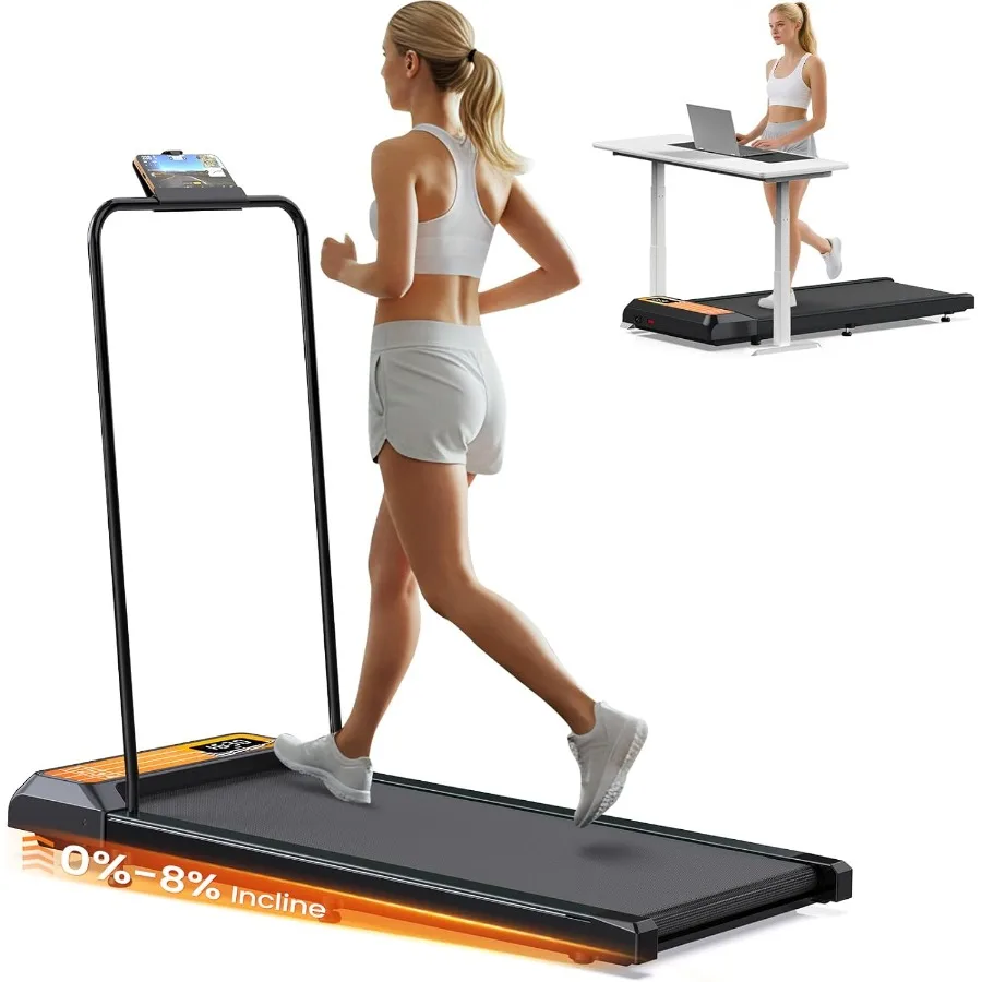 Compact and Portable Walking Pad Treadmill with Incline Adjustment and Handle Bars for Home Use Quiet 2.5 HP Motor Under Desk T