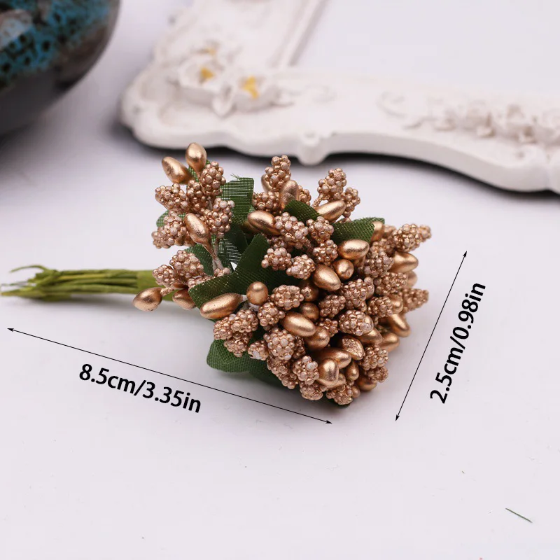 인공 꽃 작은 딸기 stamen 와이어 스템, DIY 화환 웨딩 스크랩북 상자 장식 공예, 60 개, 144 개