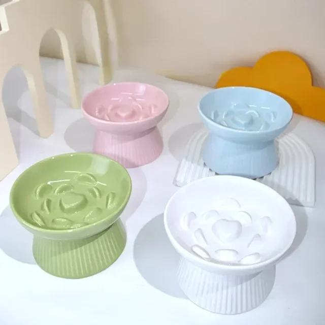 Cats Cat Anti-choking Feed Dogs Food Pet Slow Bowls Ceramic Elevated Small Feeders Anti-gulping Eating Puppy Bowl Supplies 2