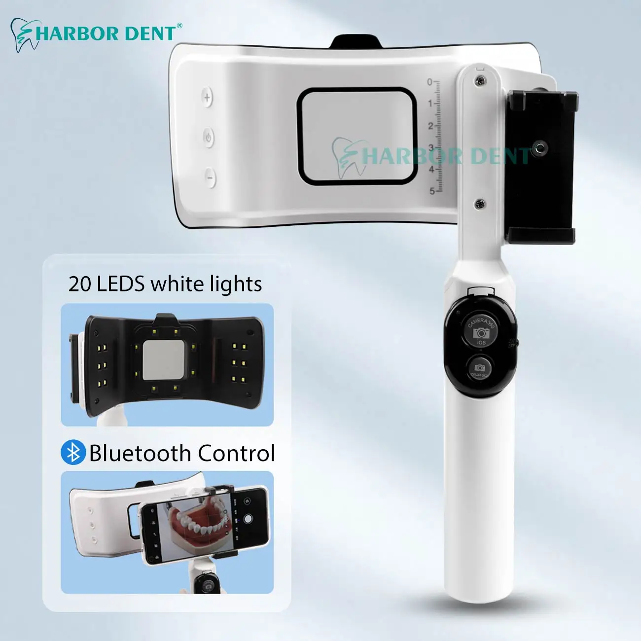 Dobra cena, mobilna lampa do fotografii stomatologicznej z regulacją jasności, do zdjęć wewnątrzustnych, zasilana elektrycznie, Bluetooth.