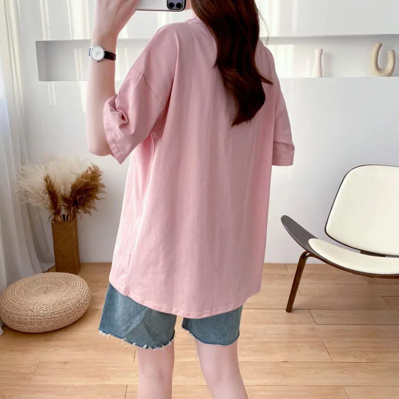 Maternity Nursing T-Shirt Top 98% Cotton Mother Nursing Tees Breastfeeding T Shirt for Pregnant Women Summer Pregnancy Top Wear 6
