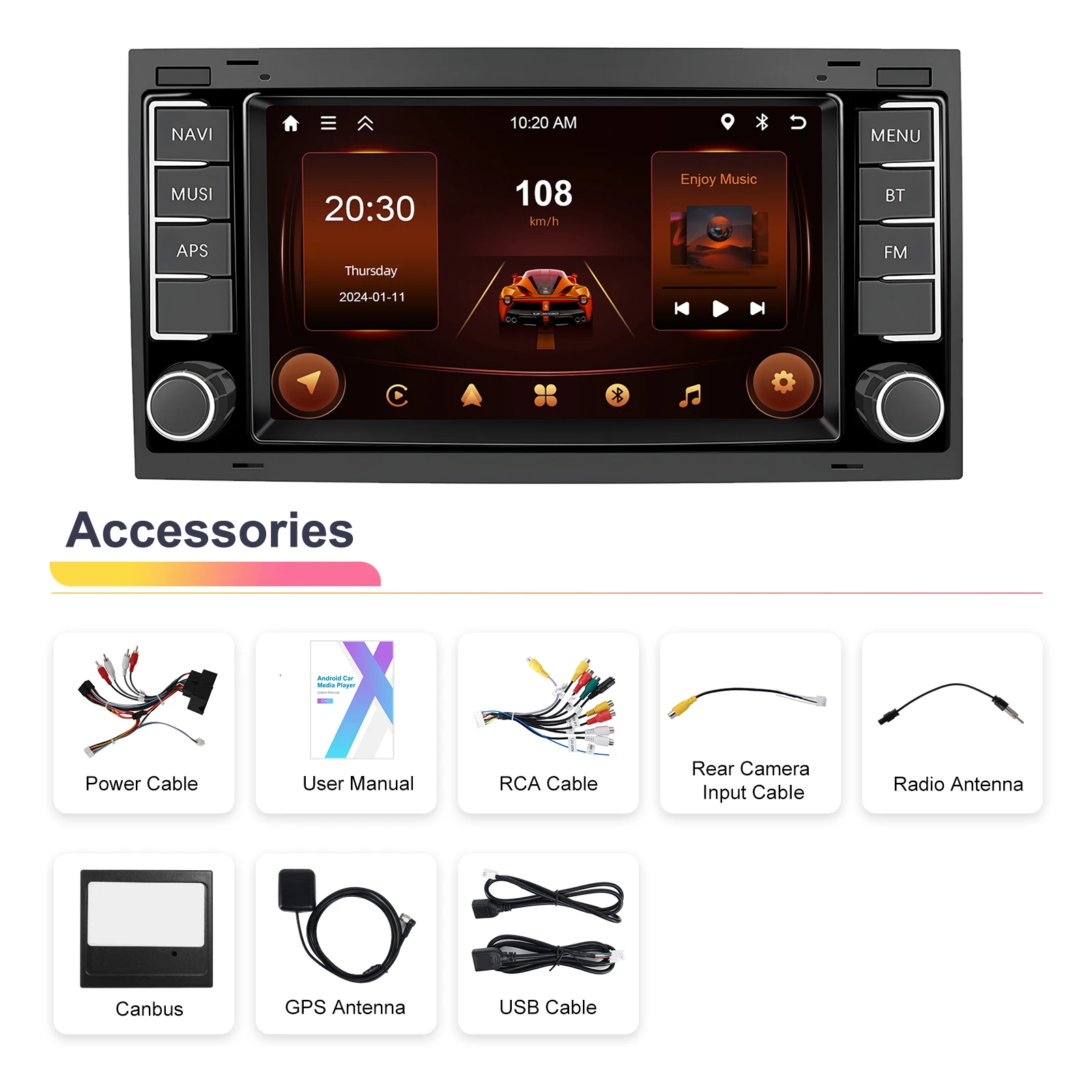 Podofo 4G LTE Android Autoradio GPS-Navigation Wireless Carplay Android Auto Multimedia-Player für VW Touareg/Transporter – Detail 23