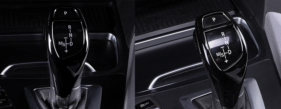 Schaltknauf-Panel-Abdeckung, Zierrahmen, glänzend, passend für BMW 1 2 3 4 5 7 Serie X3 X4 F20 F21 F22 F23 F30 F32 F10 F25 F26, schwarzes ABS – Detail 3
