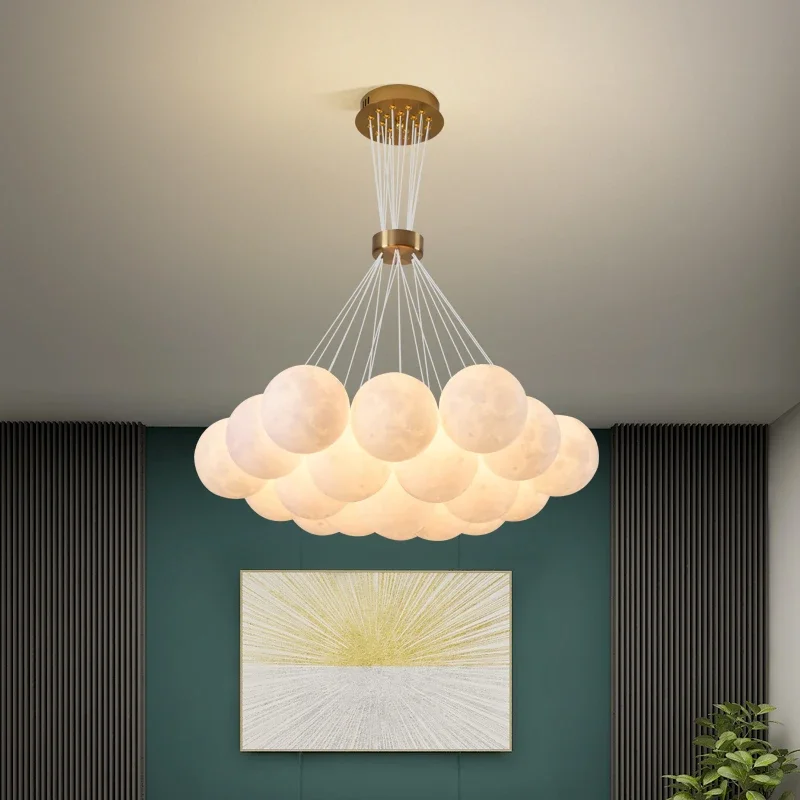 

Nordic Frosted Glass Ball Chandelier for Dining Living Room Decor Bubble LED Pendant Lights Indoor Decorative Hanging Lamp