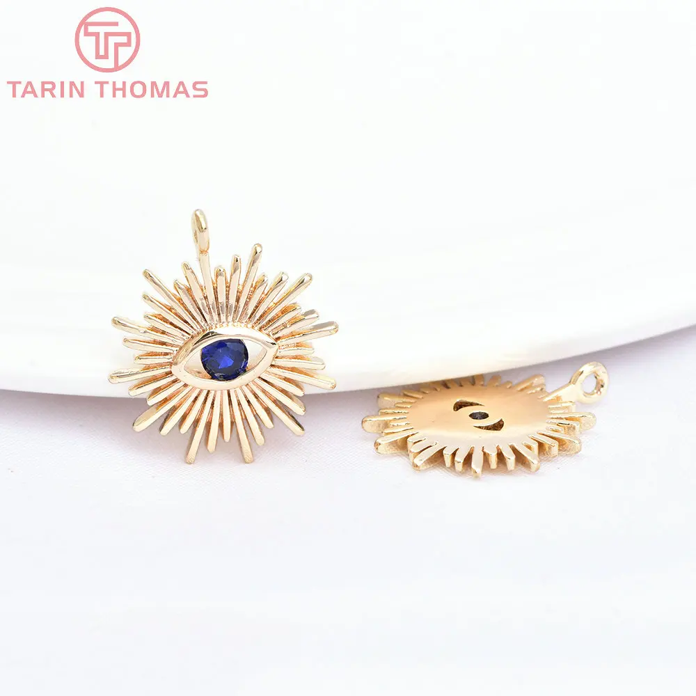 (1871)4PCS 12MM Loch 1,5MM 24K Gold Farbe Messing mit Zirkon Auge Charm Anhänger für DIY Schmuck Machen Erkenntnisse Zubehör – Detail 15