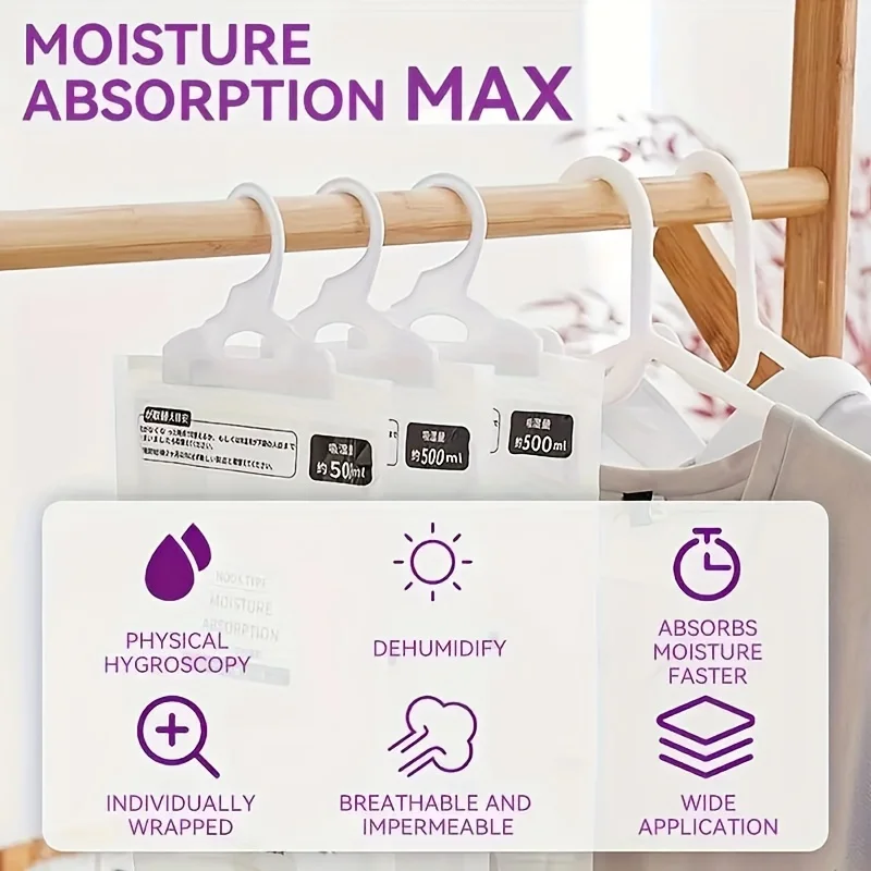 Moisture absorber bag 5 Large Dehumidification Bags Moisture Absorbing Breathable Mold Proof Used for Wardrobe and Household Dehumidification