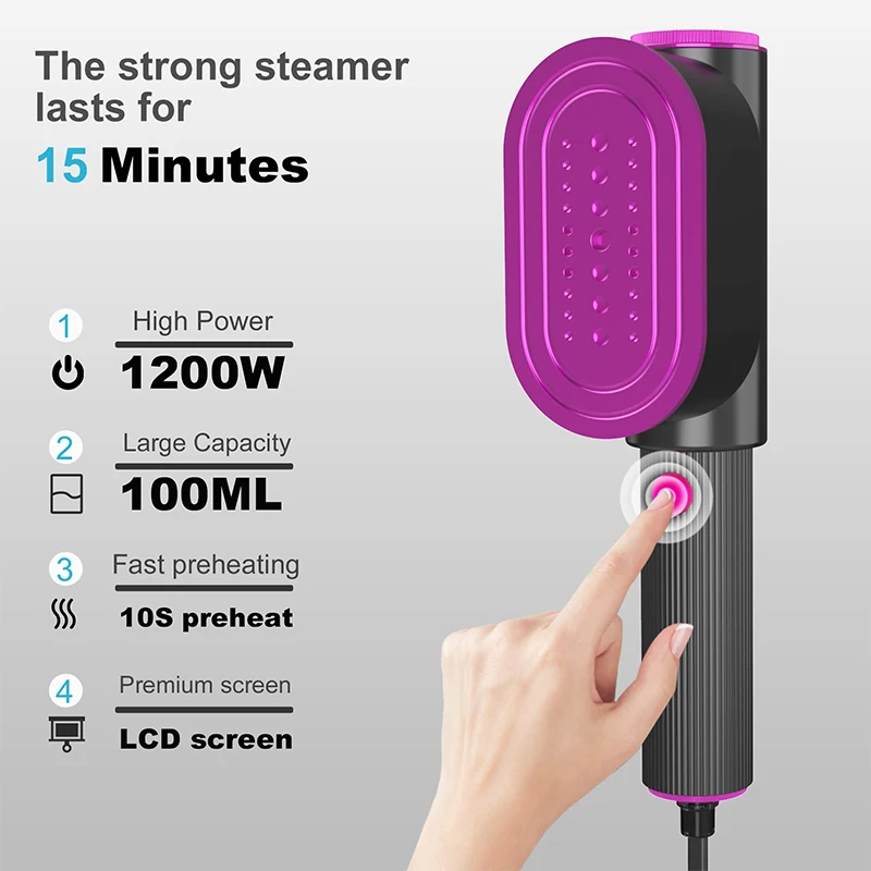 Portable Handheld Garment Steamer em Ferro Vertical Passar Roupa Molhado e Seco Máquina de Engomar Casa Viagens