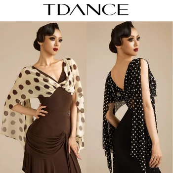 Abbigliamento da ballo Waltz, Abiti da pratica per danza da sala, Body estivo da donna con scollo a V e pois, Top da ballo professionale per adulti SS5016